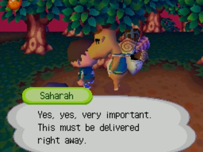 Saharah: Yes, yes, very important. This must be delivered right away.