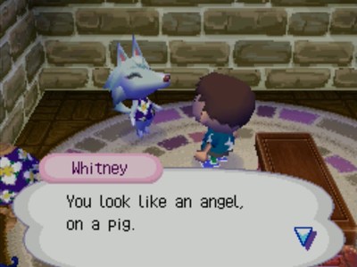 Whitney: You look like an angel, on a pig.