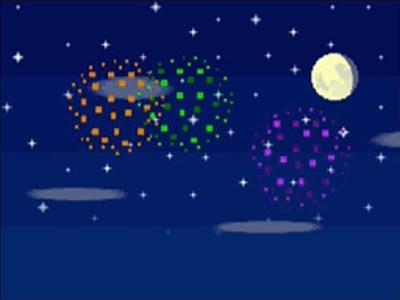 Fireworks go off in the sky over Forest.