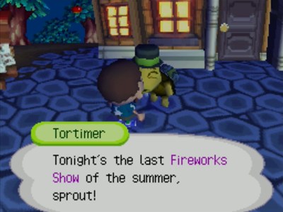 Tortimer: Tonight's the last Fireworks Show of the summer, sprout!