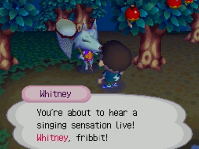 Whitney: You're about to hear a singing sensation live! Whitney, fribbit!