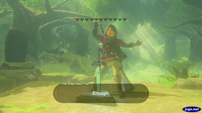 Failing to pull out the Master Sword in The Legend of Zelda: Breath of the Wild for Nintendo Switch.
