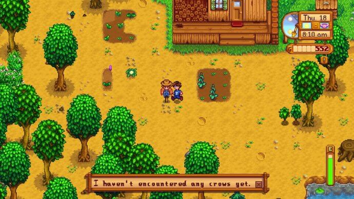 Scarecrow in Stardew Valley: I haven't encountered any crows yet.