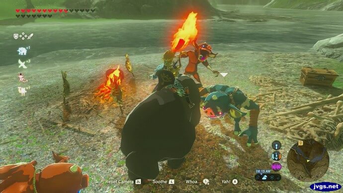 Enemies approach Link riding a bear.