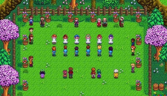 The spring Flower Dance in Stardew Valley for Nintendo Switch.