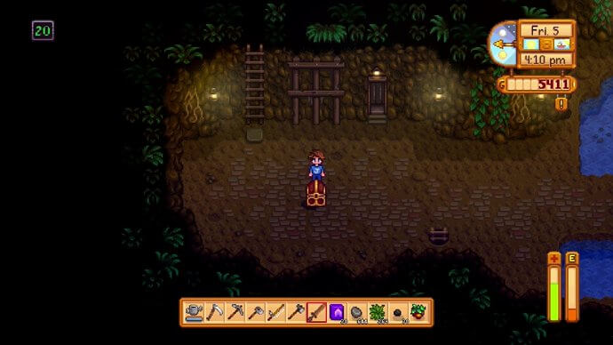 A treasure chest in the mine of Stardew Valley.