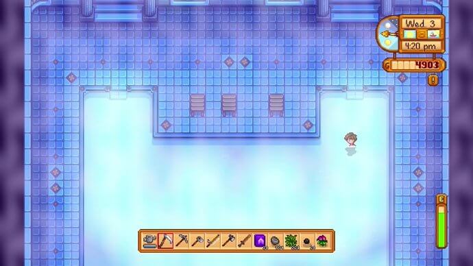 In the spa in Stardew Valley.