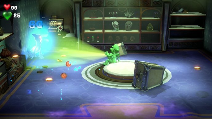 Gooigi sucks up a ghost in Luigi's Mansion 3 for Nintendo Switch.