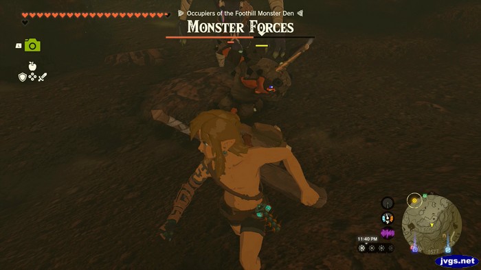 Link fighting monster forces in underpants.