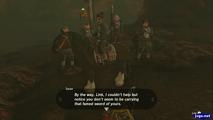 Toren: By the way, Link, I couldn't help but notice you don't seem to be carrying that famed sword of yours.