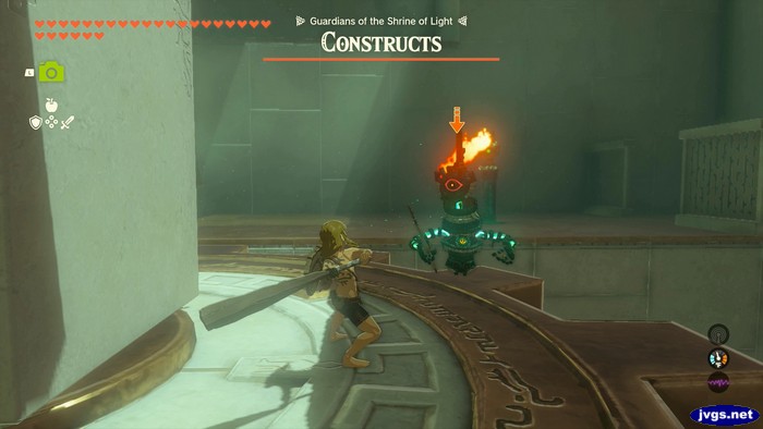 Fighting a Construct in the Jojon Shrine in Zelda TotK.