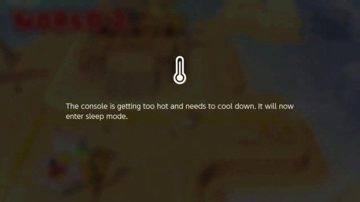 The console is getting too hot and needs to cool down. It will now enter sleep mode.