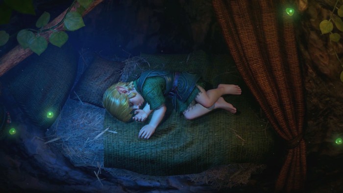 Screenshot of Link sleeping in Legend of Zelda: Ocarina of Time for Switch 2.