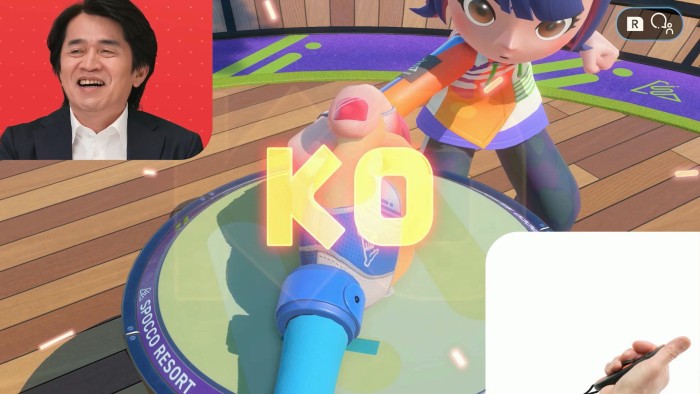 Thumb wrestling in Nintendo Switch Sports Resort.