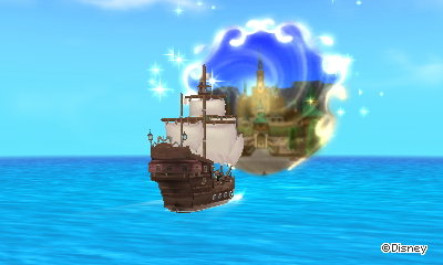 Taking a boat to the Frozen world in Disney Magical World 2.
