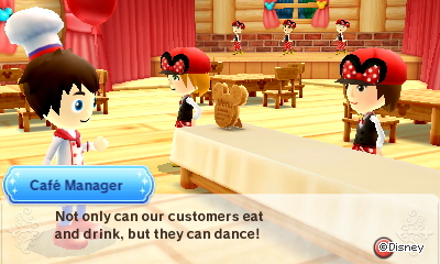 Cafe manager: Not only can our customers eat and drink, but they can dance!