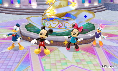 Donald Duck, Mickey Mouse, Minnie, and Daisy dance for me in Disney Magical World 2.