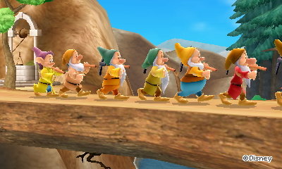 The seven dwarfs walk by.