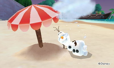 Olaf from Frozen napping on the beach.