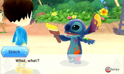 Stitch, holding a paintbrush: What, what?