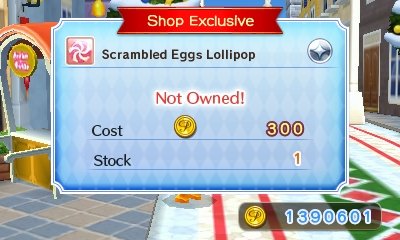 Shop Exclusive: Scrambled Eggs Lollipop. Cost: 300 coins.