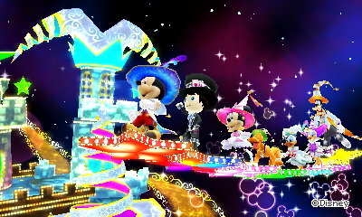 Flying on stars in the Shiny Star dream in Disney Magical World 2.
