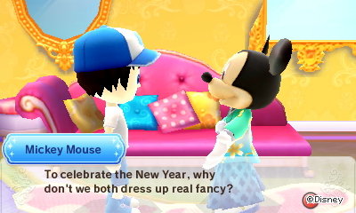 Mickey Mouse: To celebrate the New Year, why don't we both dress up real fancy?