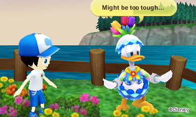 Donald Duck, dressed as an Easter egg: Might be too tough...