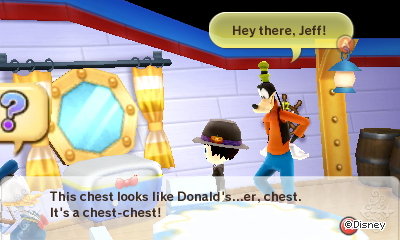 Goofy: This chest looks like Donald's...er, chest. It's a chest-chest!