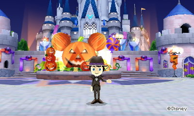 Halloween decorations at the Magic Castle in Disney Magical World 2 for Nintendo 3DS.