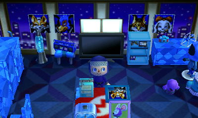 Pictures of Star Fox characters on the wall in the dream town of Titania.
