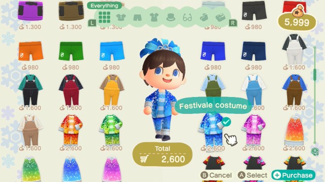 Trying on the Festivale costume and Festivale accessory.