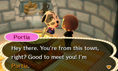 Portia camping in igloo (ACNL)