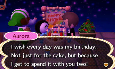 Aurora enjoys her birthday.