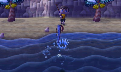 Catching an oarfish in ACNL.
