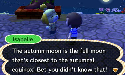Isabelle: The autumn moon is the full moon that's closest to the autumnal equinox!