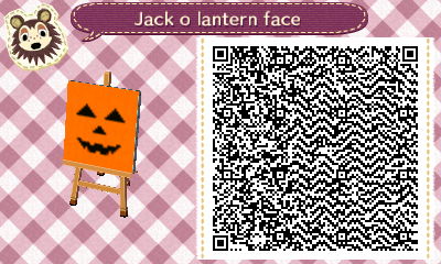 QR code for a jack-o'-lantern face pattern in Animal Crossing.