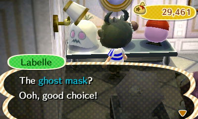 Labelle: The ghost mask? Ooh, good choice!