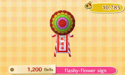 Flashy-flower sign: 1,200 bells.