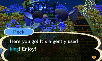 Peck: Here you go! It's a gently used king! Enjoy!