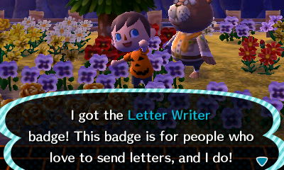 I got the Letter Writer badge! This badge is for people who love to send letters, and I do!