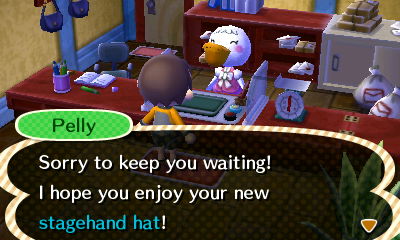Pelly: I hope you enjoy your new stagehand hat!