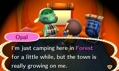 Opal: I'm just camping here in Forest for a little while, but the town is growing on me.