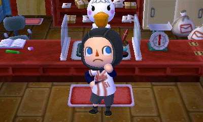 Trying on the diver's hood.