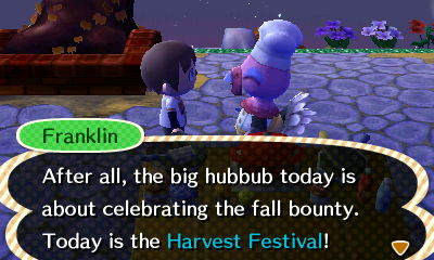 The big hubbub today is about celebrating the fall bounty. It's the Harvest Festival!