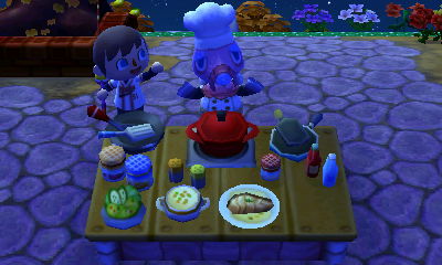 Cooking with Franklin.