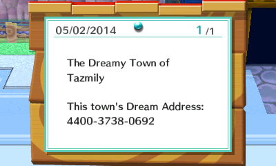 Dream address for Tazmily, the Mother 3 themed New Leaf dream town.