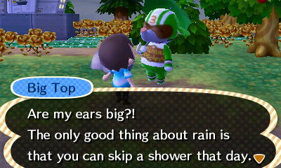 Big Top: The only good thing about rain is that you can skip a shower that day.