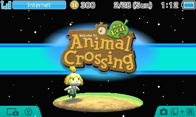 Animal Crossing logo against starry background.