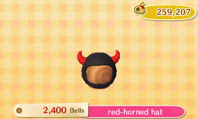 Red-horned hat - 2,400 bells.